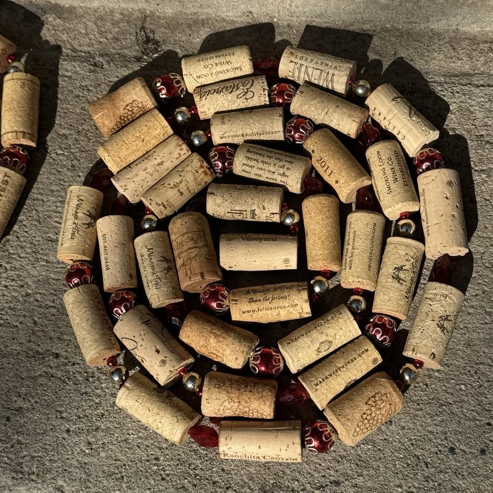 Set Of 3 Cork Garland Recycled Christmas Decor 5ft & 7 ft